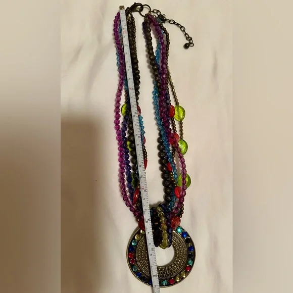 ❤️ Vibrant Multicolor Multistrand Beaded Statement Necklace - Picture 6 of 6